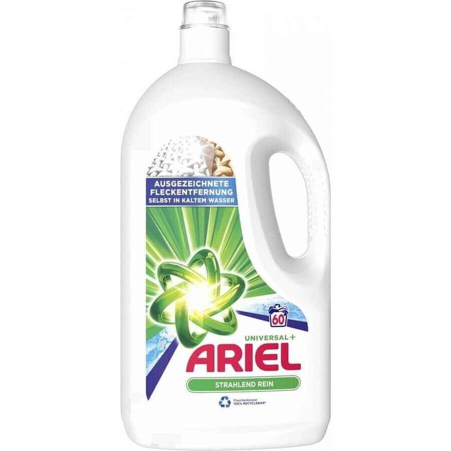 ARIEL GEL 3L / 60PD BRILLIANT CLEAN UNIVERSAL+ 1×3000 ml, gel de lavado