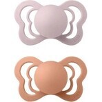 BIBS Couture suzetă ortodontică din cauciuc natural 2pcs 1×1 pcs - mărimea 2, roz prună/piersică