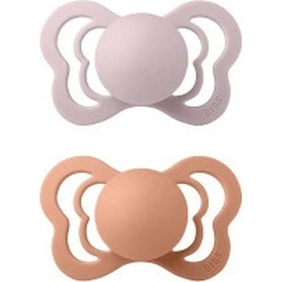 BIBS Couture suzetă ortodontică din cauciuc natural 2pcs 1×1 pcs - mărimea 2, roz prună/piersică