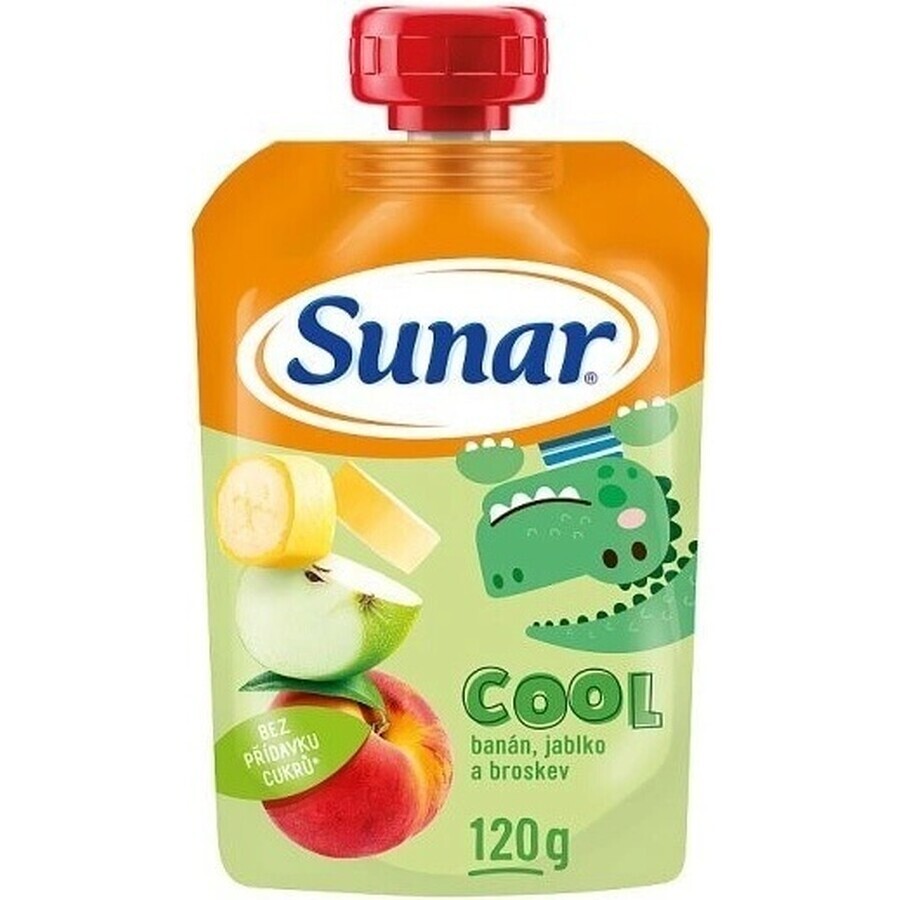 Sunar COOL Fruit Melocotón, Plátano, Manzana 1×120 g, Melocotón, Plátano, Manzana, 12m+