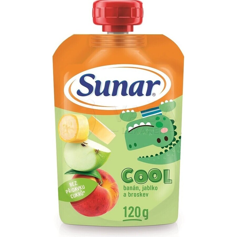 Sunar COOL Fruit Melocotón, Plátano, Manzana 1×120 g, Melocotón, Plátano, Manzana, 12m+