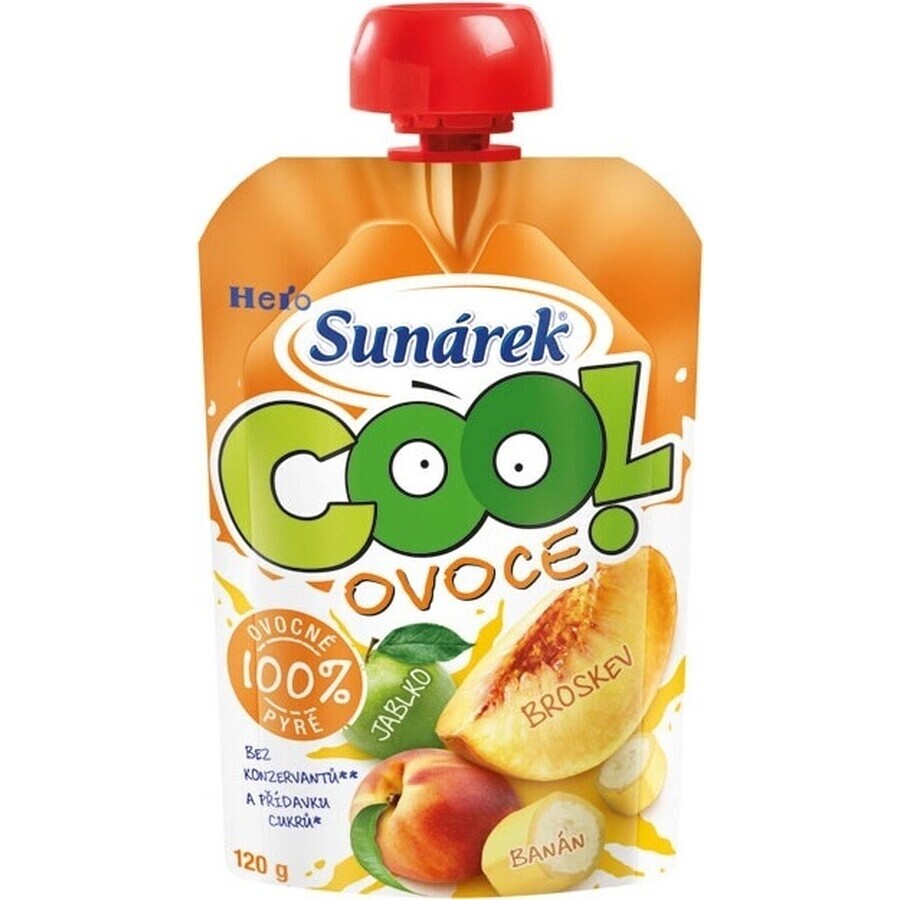 Sunar COOL Fruit Melocotón, Plátano, Manzana 1×120 g, Melocotón, Plátano, Manzana, 12m+