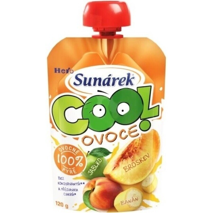 Sunar COOL Fruit Melocotón, Plátano, Manzana 1×120 g, Melocotón, Plátano, Manzana, 12m+