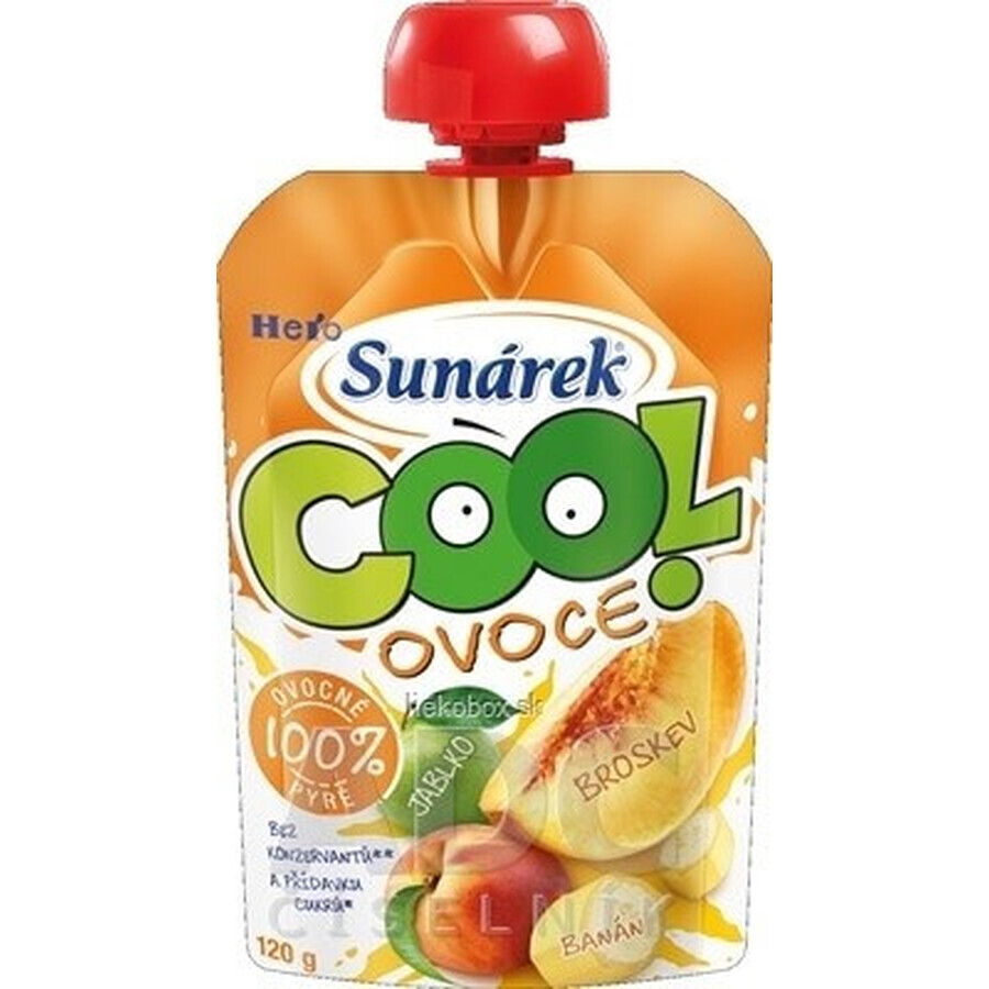 Sunar COOL Fruit Melocotón, Plátano, Manzana 1×120 g, Melocotón, Plátano, Manzana, 12m+