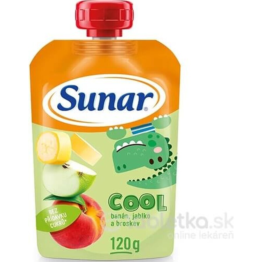 Sunar COOL Fruit Melocotón, Plátano, Manzana 1×120 g, Melocotón, Plátano, Manzana, 12m+