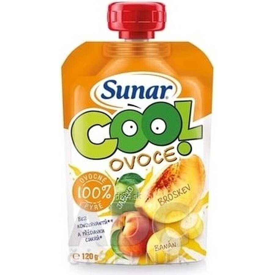 Sunar COOL Fruit Melocotón, Plátano, Manzana 1×120 g, Melocotón, Plátano, Manzana, 12m+