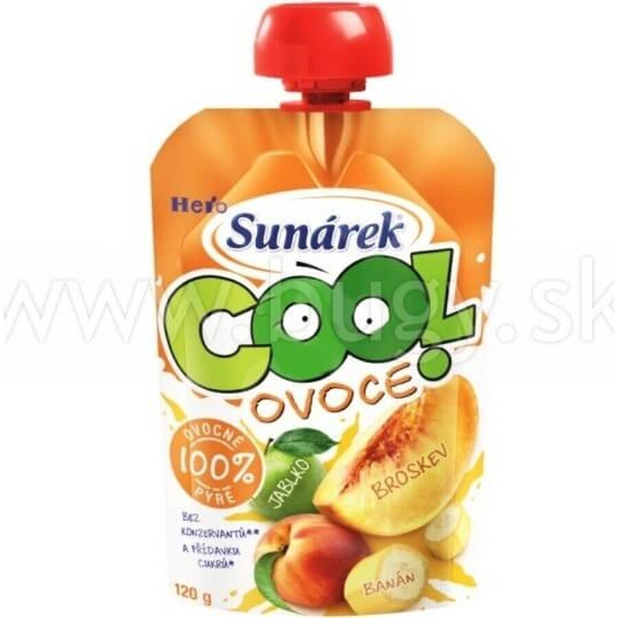 Sunar COOL Fruit Melocotón, Plátano, Manzana 1×120 g, Melocotón, Plátano, Manzana, 12m+