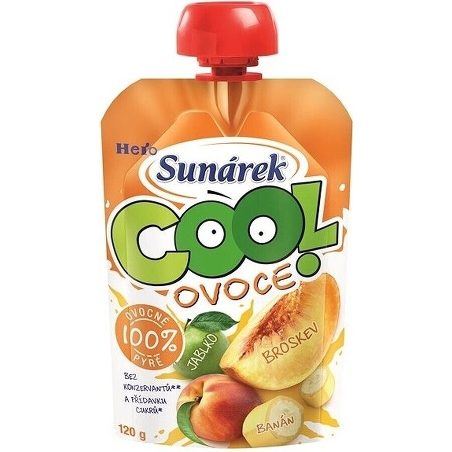 Sunar COOL Fruit Melocotón, Plátano, Manzana 1×120 g, Melocotón, Plátano, Manzana, 12m+