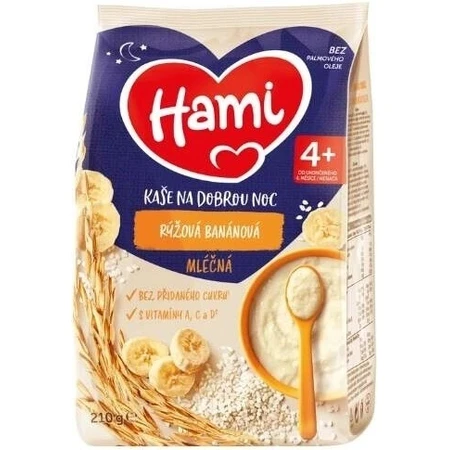 HAMI Kaszka ryżowa z bananami 1×210 g, kaszka ryżowa: ceny i cechy