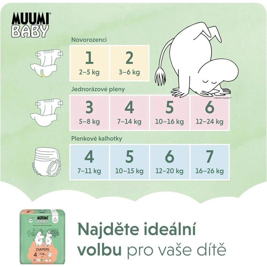 Muumi Baby 4 Maxi 7-14 kg, pannolini bio 46 pz 1×46 pz, pannolini bio