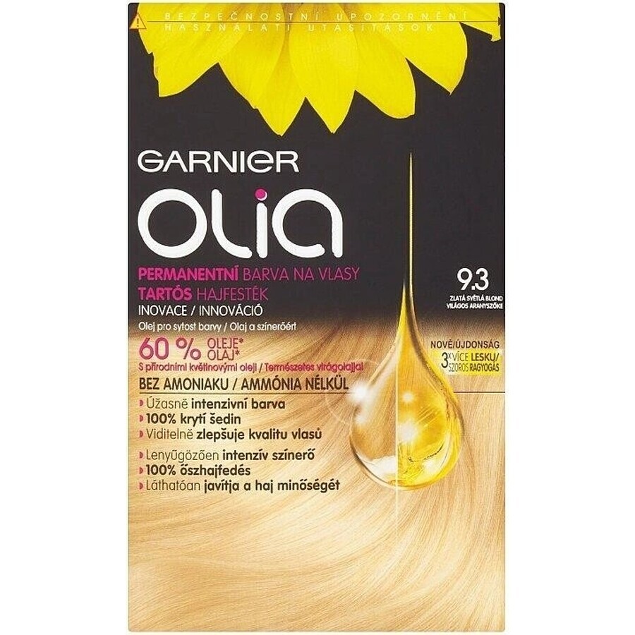 Garnier Olia Colore Permanente per Capelli 9.3 Oro Biondo Chiaro 1×1 set, colore permanente per capelli