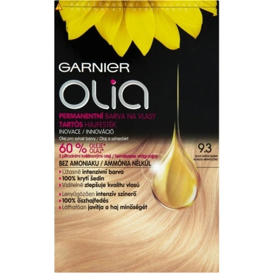 Garnier Olia Colore Permanente per Capelli 9.3 Oro Biondo Chiaro 1×1 set, colore permanente per capelli