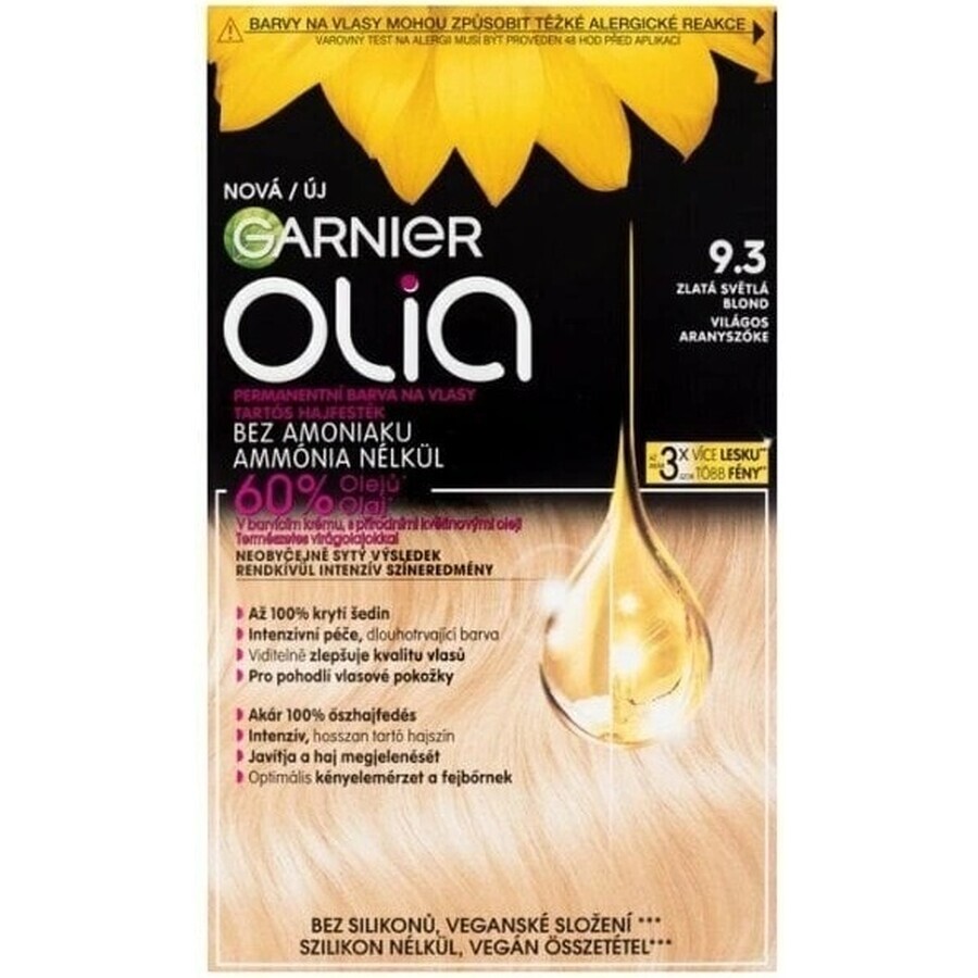 Garnier Olia Colore Permanente per Capelli 9.3 Oro Biondo Chiaro 1×1 set, colore permanente per capelli