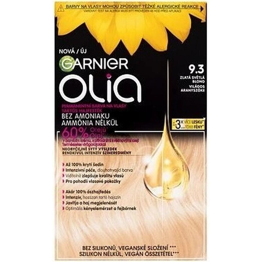 Garnier Olia Colore Permanente per Capelli 9.3 Oro Biondo Chiaro 1×1 set, colore permanente per capelli