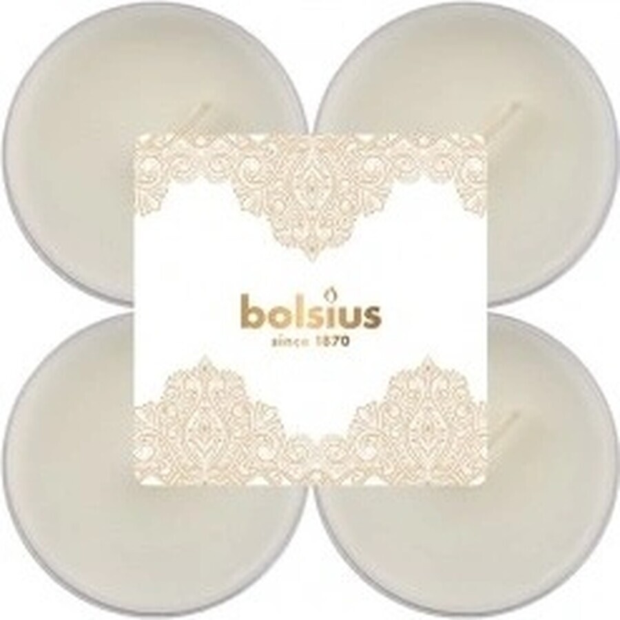 Bolsius Tea Maxi Golden Lace Velas perfumadas Golden Lace 1×8 unidades, velas blancas