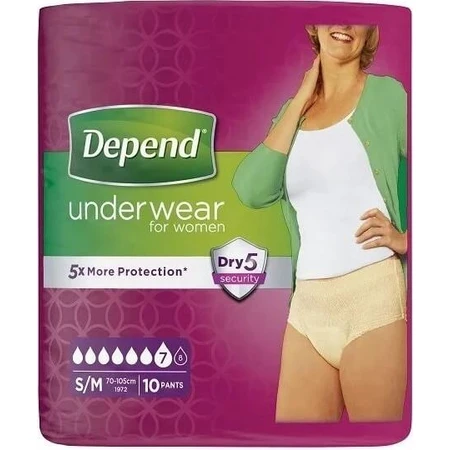 DEPEND NORMAL S/M pour femmes 1×10 pcs, culotte extensible