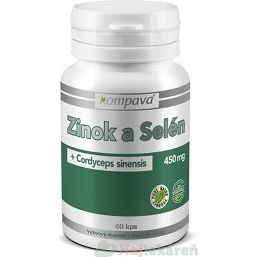 Kompava Zinc + Seleniu + Cordyceps Sinensis 1×60 cps, supliment alimentar