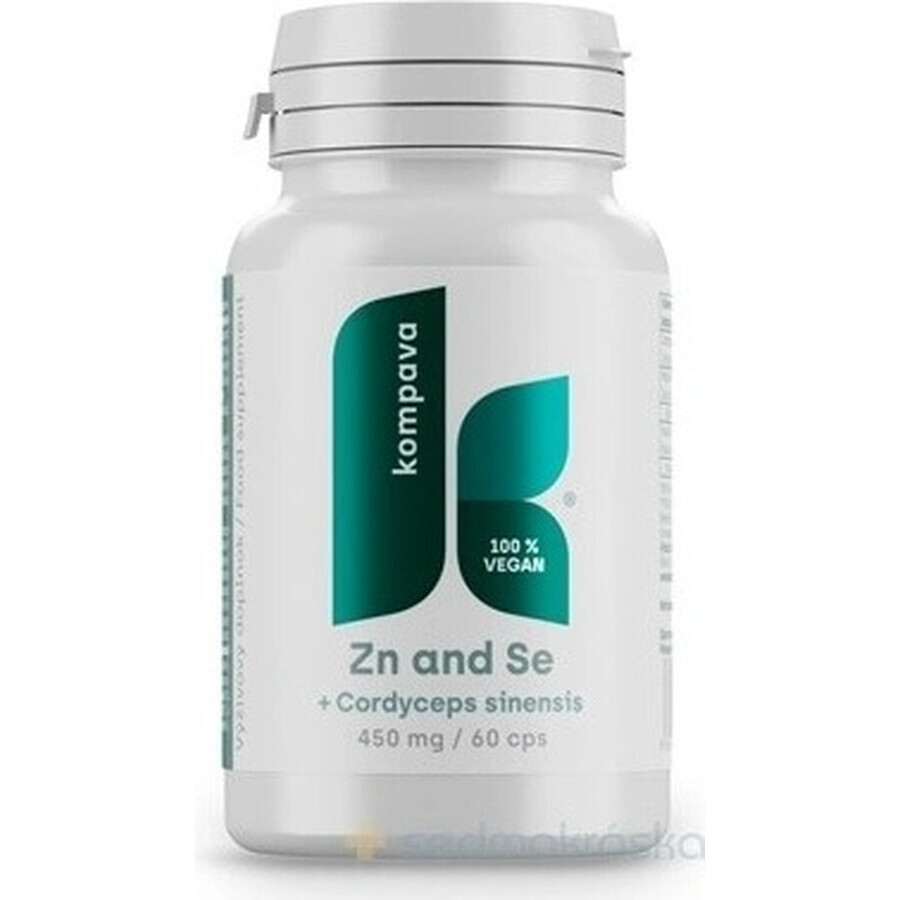 Kompava Zinc + Seleniu + Cordyceps Sinensis 1×60 cps, supliment alimentar