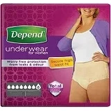 DEPEND SUPER S/M para mujer 1×10 unidades, braguita elástica, contorno de cadera 70-105 cm