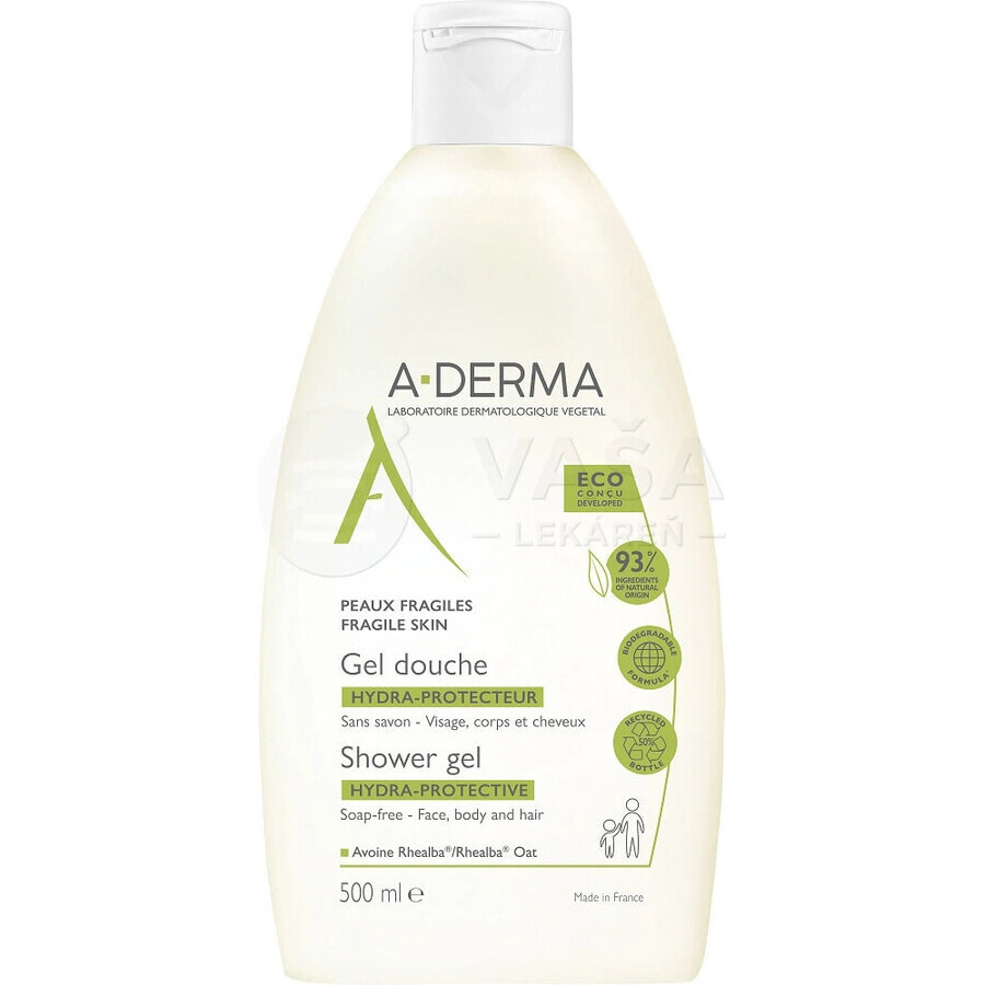 A-DERMA HYDRA-PROTECTEUR HYDRATING SHOWER GEL 1×500 ml, seifenfreies, feuchtigkeitsspendendes Duschgel