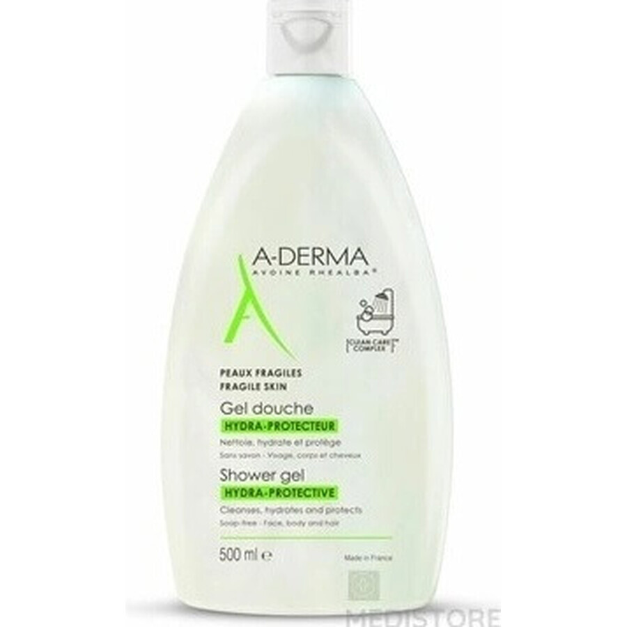 A-DERMA HYDRA-PROTECTEUR HYDRATING SHOWER GEL 1×500 ml, seifenfreies, feuchtigkeitsspendendes Duschgel