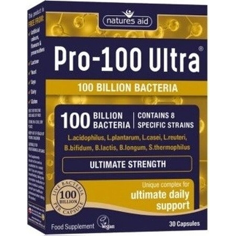 PRO-100 ULTRA PROBIOTICO 30CPS NATURES AID UK 1×