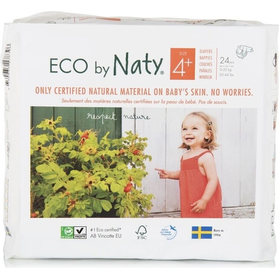 ECO BY NATY Disposable diapers 4+ (9-20 kg) 24 pcs 1×24 pcs