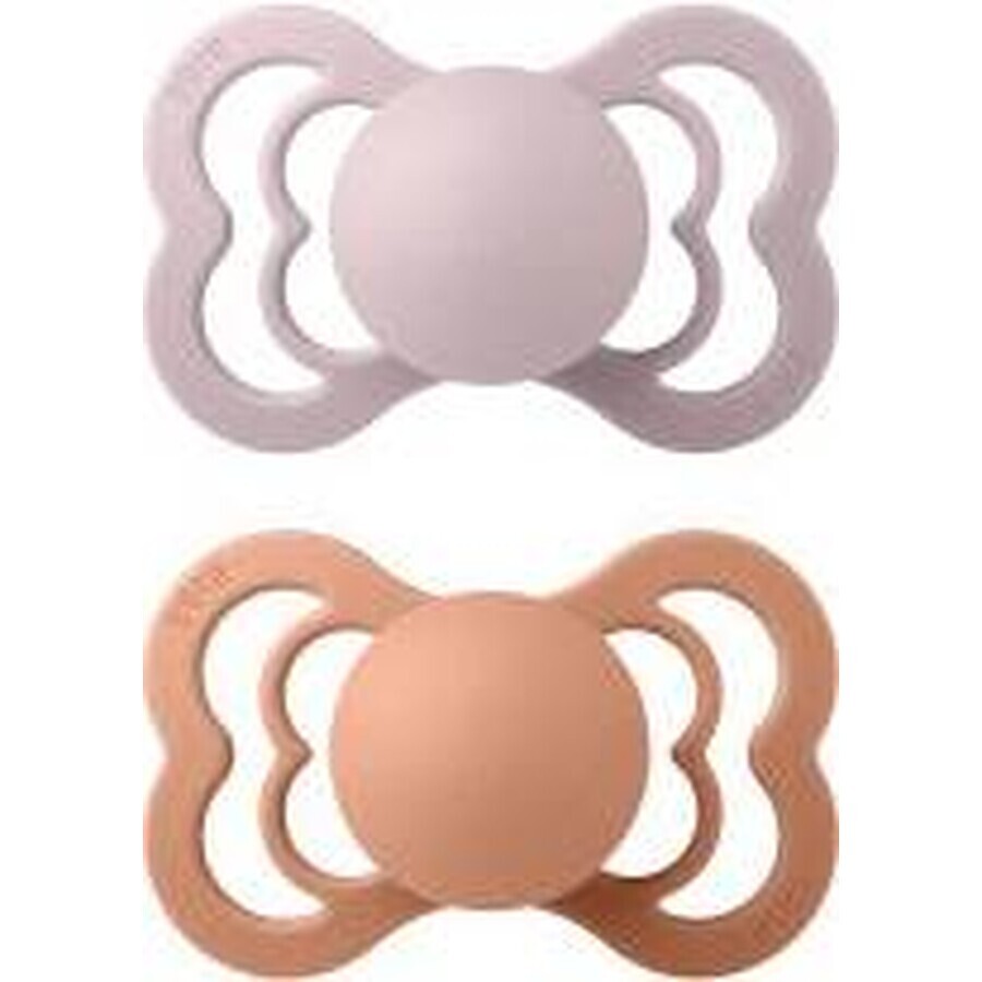 BIBS Suprême sucette en caoutchouc naturel 2 pcs 1×1 BIBS 1 pc - taille 1, prune/rose pêche