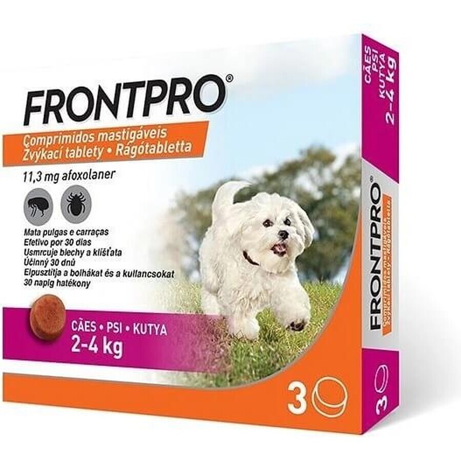 FRONTPRO® comprimidos masticables antiparasitarios para perros (2-4 kg) 1×3 tbl, comprimidos antiparasitarios