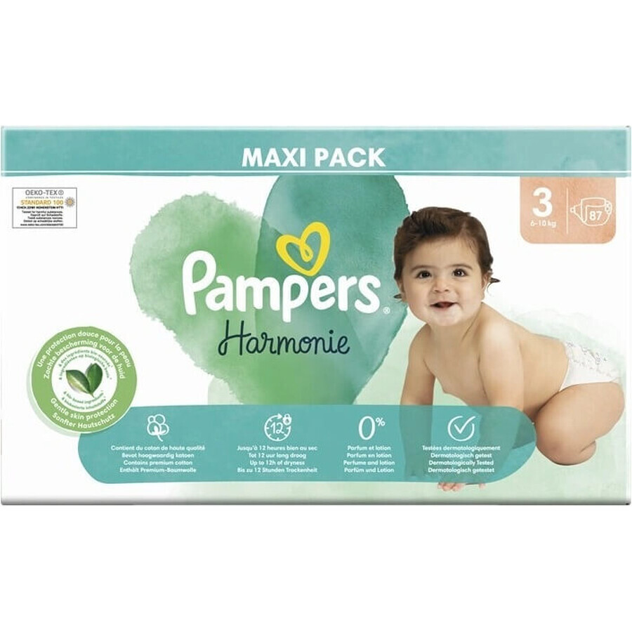 PAMPERS HARMONIE BABY DIAPERS V.3 6-10KG 87KS 1×87 pcs, pañales talla 3