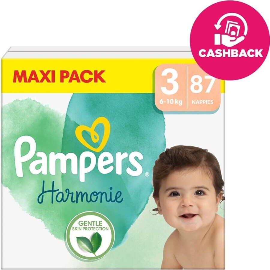 PAMPERS HARMONIE BABY DIAPERS V.3 6-10KG 87KS 1×87 pcs, pañales talla 3