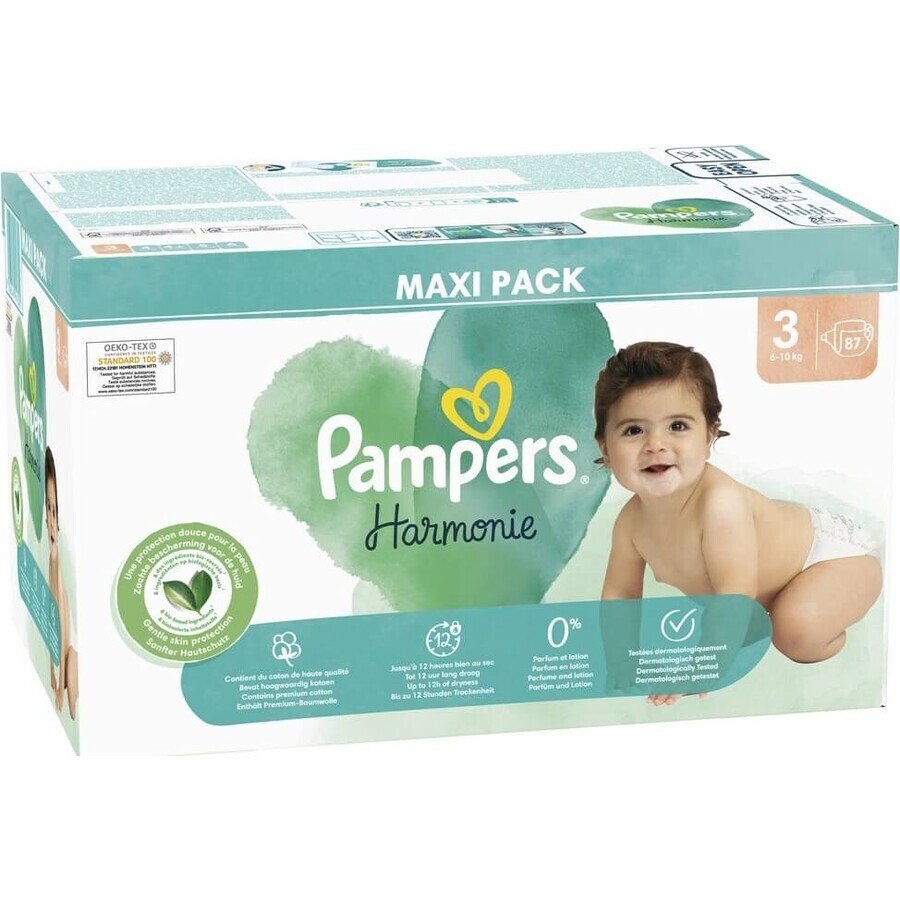 PAMPERS HARMONIE BABY DIAPERS V.3 6-10KG 87KS 1×87 pcs, pañales talla 3