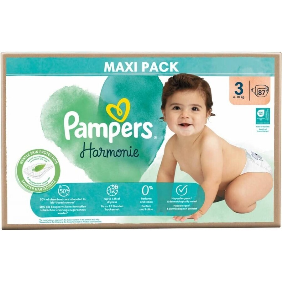 PAMPERS HARMONIE BABY DIAPERS V.3 6-10KG 87KS 1×87 pcs, pañales talla 3