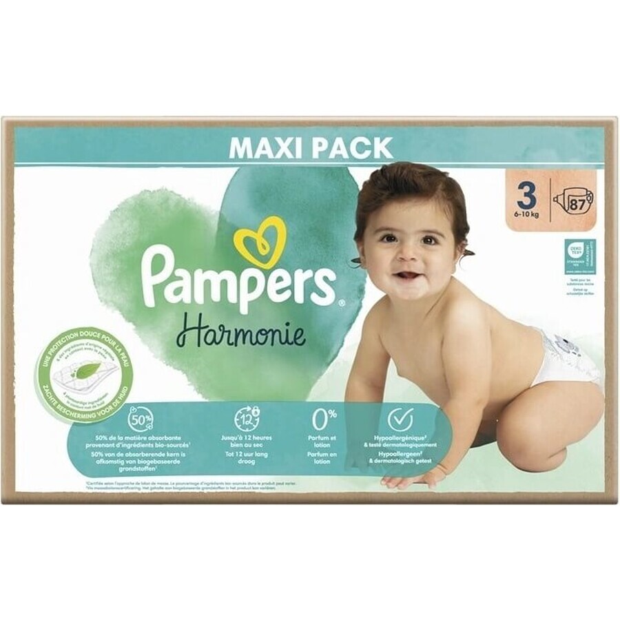 PAMPERS HARMONIE BABY DIAPERS V.3 6-10KG 87KS 1×87 pcs, pañales talla 3