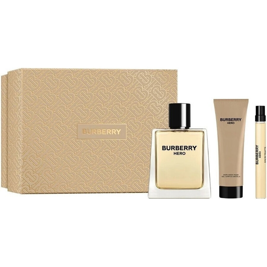 Burberry Hero 1×1 set, 100ml eau de toilette + 75ml douchegel + 10ml eau de toilette