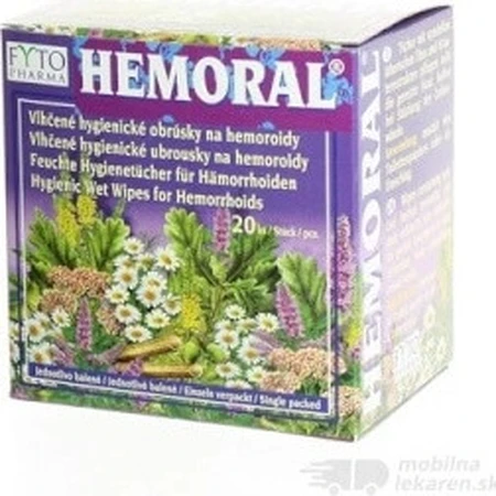 Șervețele umede FYTO HEMORAL 1×20 buc, șervețele umede