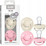 BIBS De Lux silicone pacifiers ivory / baby pink 1×2 pcs, one size