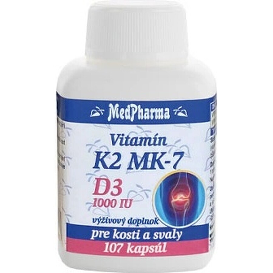 MedPharma VITAMINE K2 MK-7 + D3 1000 IE 1×107 cps, voedingssupplement