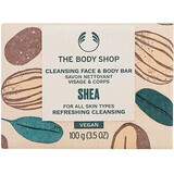 The Body Shop Sapone per il corpo e il viso al karité 1×100 g, sapone per il viso