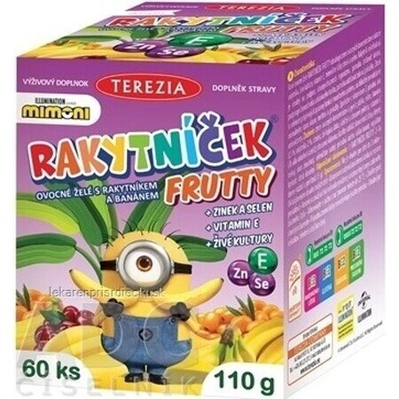 TEREZIA RAKYTNÍČEK FRUTTY fruit jelly with sea buckthorn and bananas, MIMONI 1×60 pieces, nutritional supplement