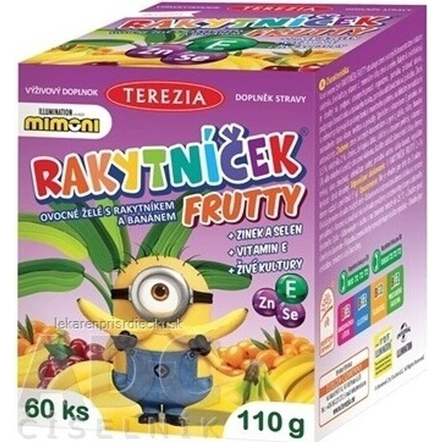 TEREZIA RAKYTNÍČEK FRUTTY fruit jelly with sea buckthorn and bananas, MIMONI 1×60 pieces, nutritional supplement