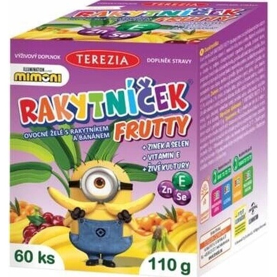 TEREZIA RAKYTNÍČEK FRUTTY fruit jelly with sea buckthorn and bananas, MIMONI 1×60 pieces, nutritional supplement