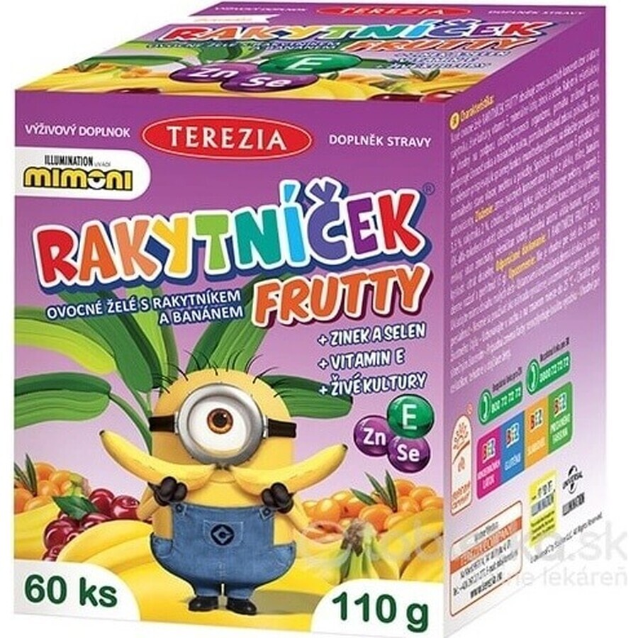 TEREZIA RAKYTNÍČEK FRUTTY fruit jelly with sea buckthorn and bananas, MIMONI 1×60 pieces, nutritional supplement