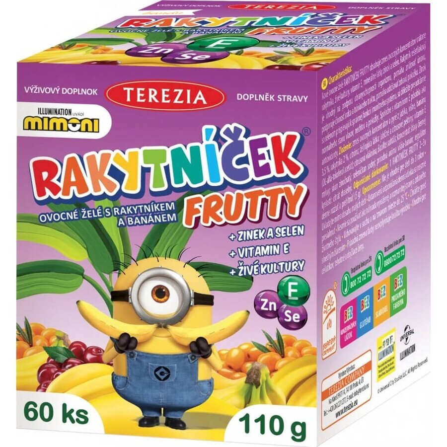 TEREZIA RAKYTNÍČEK FRUTTY fruit jelly with sea buckthorn and bananas, MIMONI 1×60 pieces, nutritional supplement