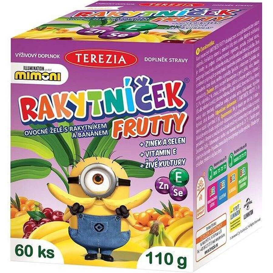 TEREZIA RAKYTNÍČEK FRUTTY fruit jelly with sea buckthorn and bananas, MIMONI 1×60 pieces, nutritional supplement