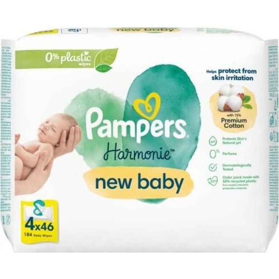 Pampers Salviette 184pz (4x46) Harmonie New baby 4×46 pz, salviette umidificate