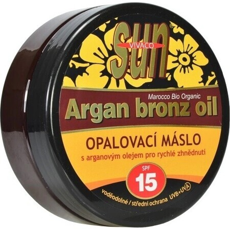 VIVACO SUN ARGAN BRONCE SPF15 Manteca solar de aceite de argán 1×200 ml, resistente al agua