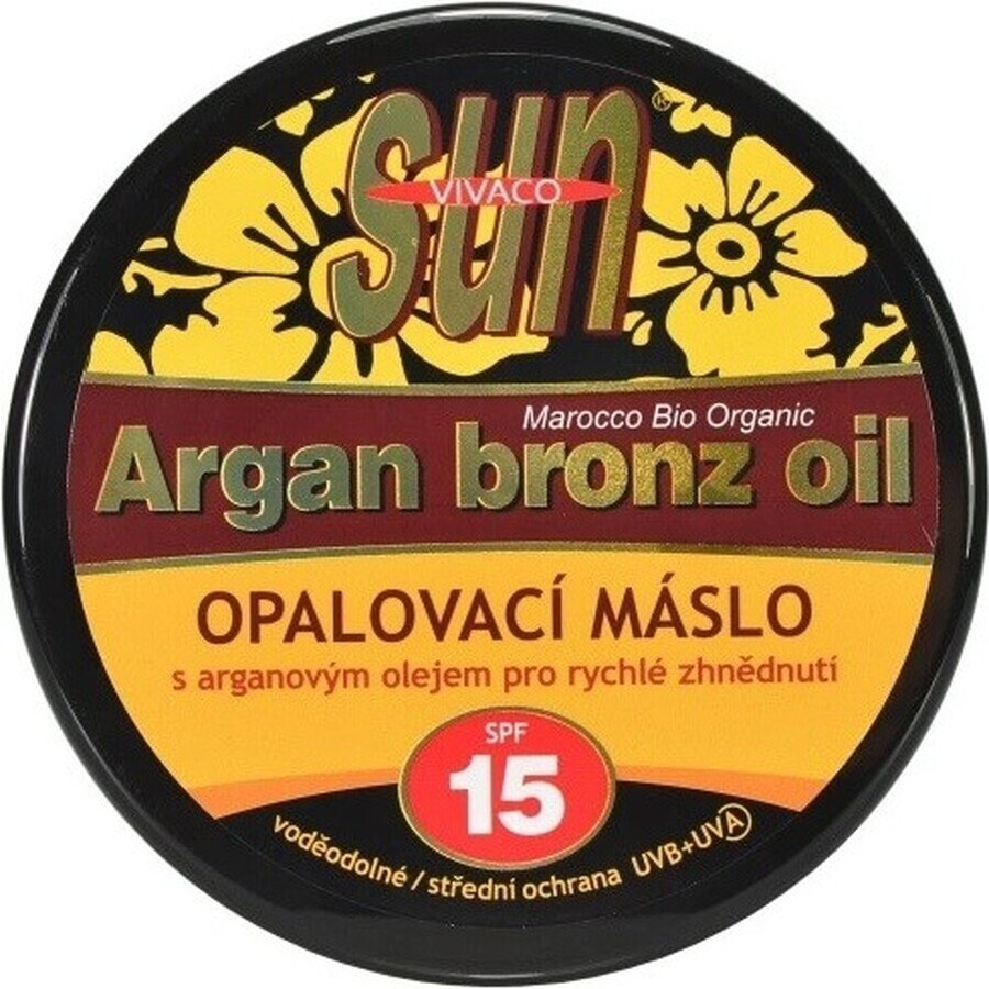 VIVACO SUN ARGAN BRONCE SPF15 Manteca solar de aceite de argán 1×200 ml, resistente al agua