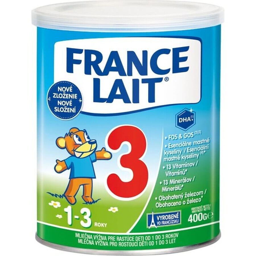 France Lait 3 Melkvoeding voor peuters van 1 tot 3 jaar 1×400 g, melkvoeding (1-3 jaar)