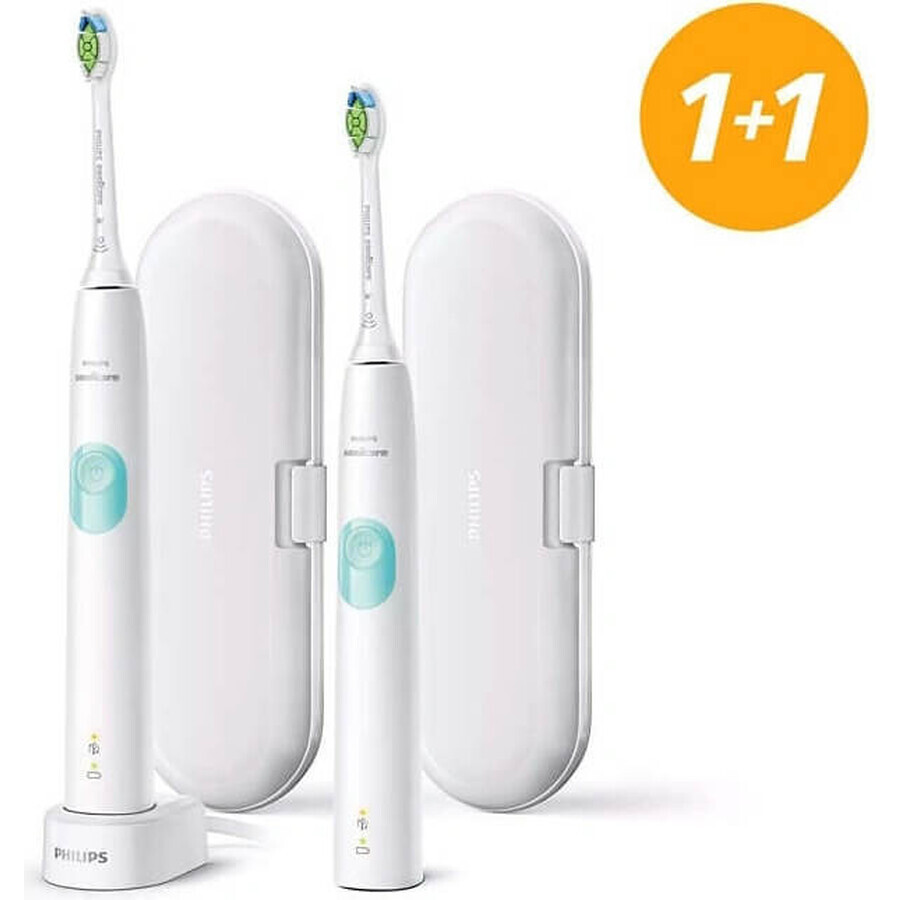 Philips Sonicare 4300 HX6807/35 Juego 1+1 1×1, cepillo dental sónico 2 piezas